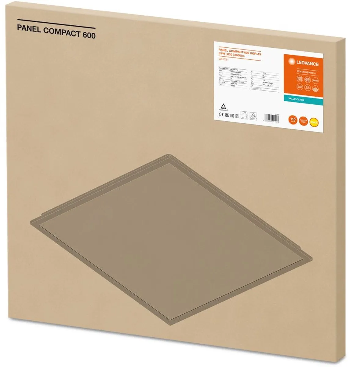LEDVANCE Voordeelpak LED Paneel Compact 33W 3630lm - 4 Stuks