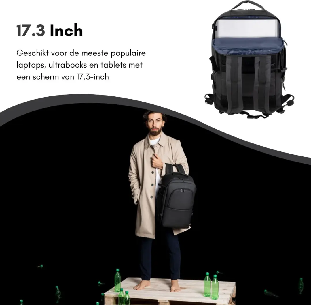 RivaCase 8465 Laptoptas 17.3" - 28L Rugzak - Zwart