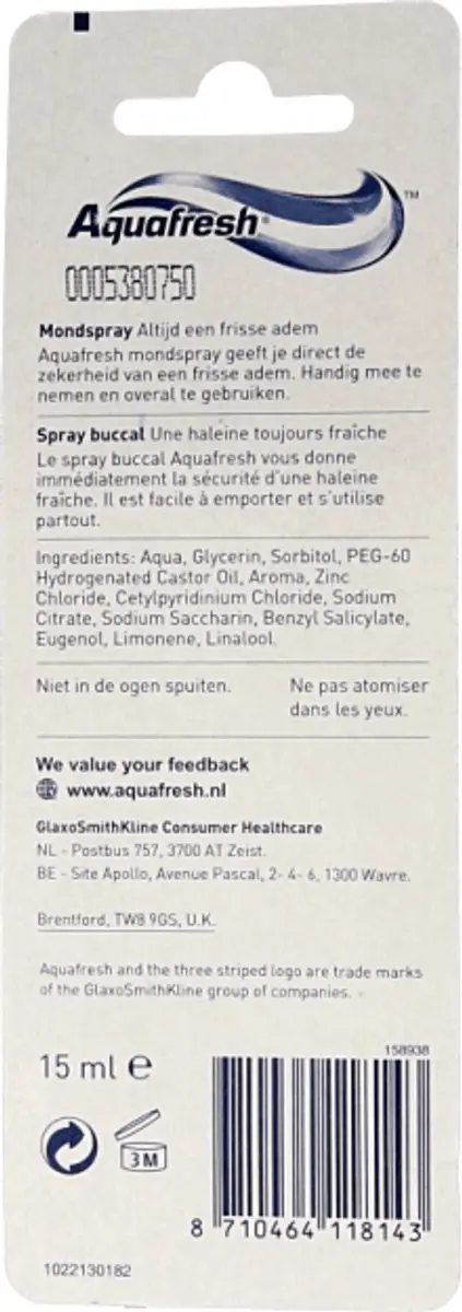 Aquafresh Odol Mondspray 15ml