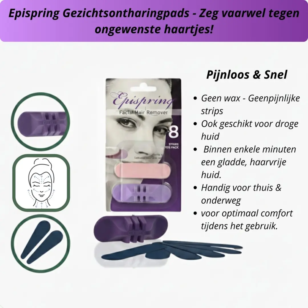 Epispring Gezichtsontharingstrips 8 Stuks - Bovenlip