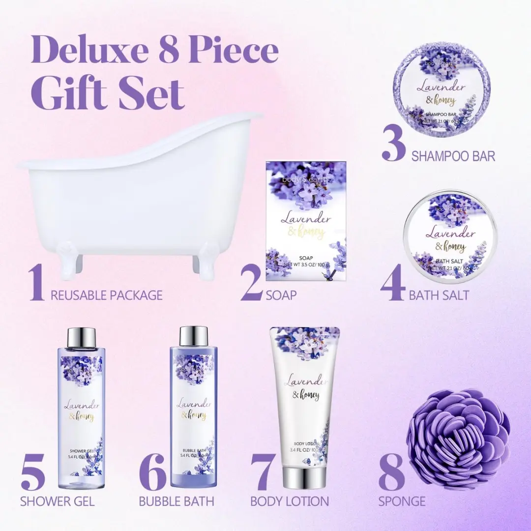 Body & Earth Spa Luxetique Lavendel Dream Geschenkset - 8 Stuks