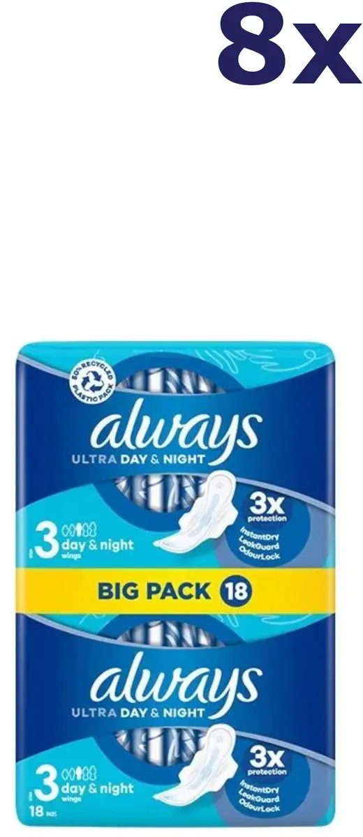 Always Ultra Sanitary Maandverband Day & Night 18 Stuks