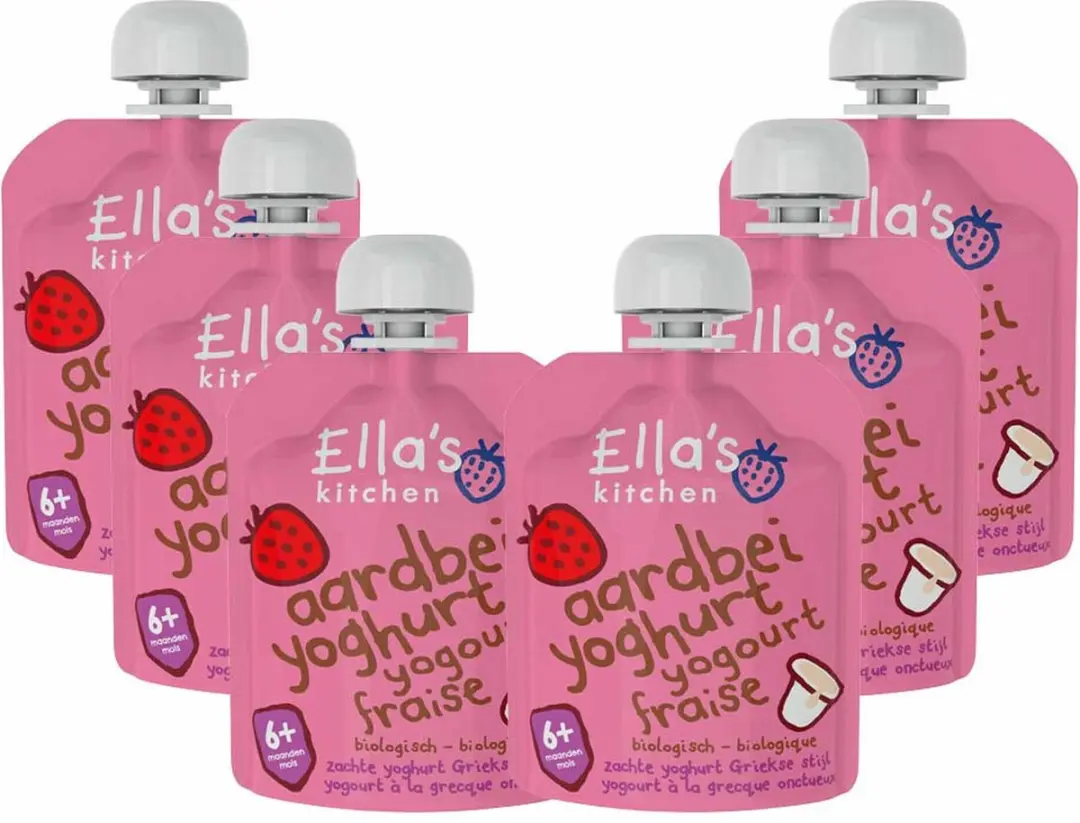 Ella’s Kitchen Griekse Yoghurt Aardbei 6+ - 6x90g