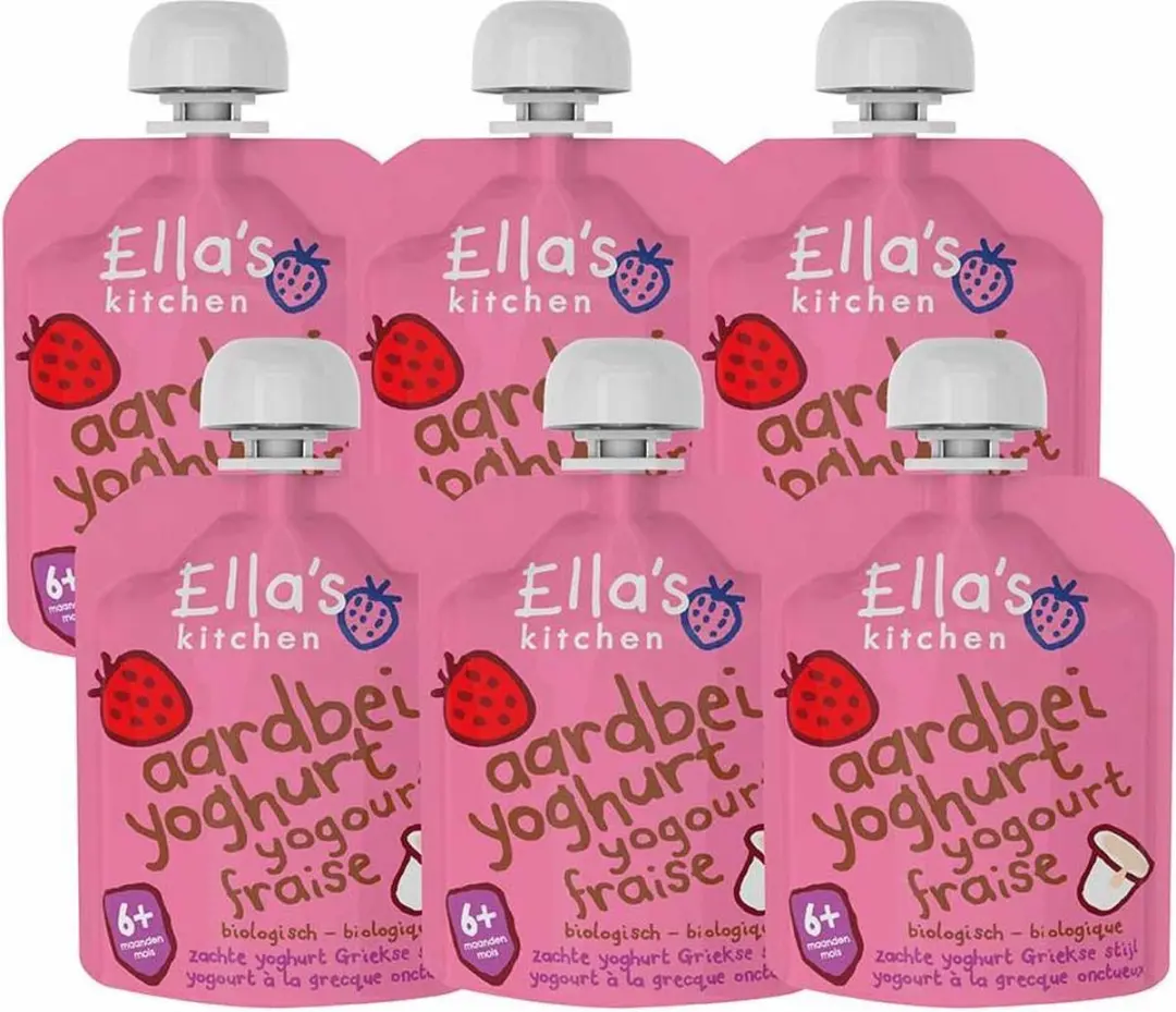Ella’s Kitchen Griekse Yoghurt Aardbei 6+ - 6x90g