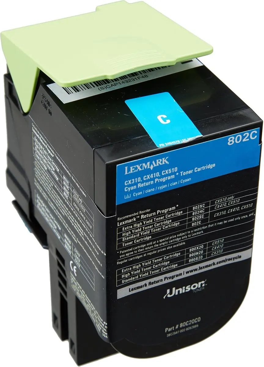 Lexmark 802C Cyan Toner - 1000 Pagina's