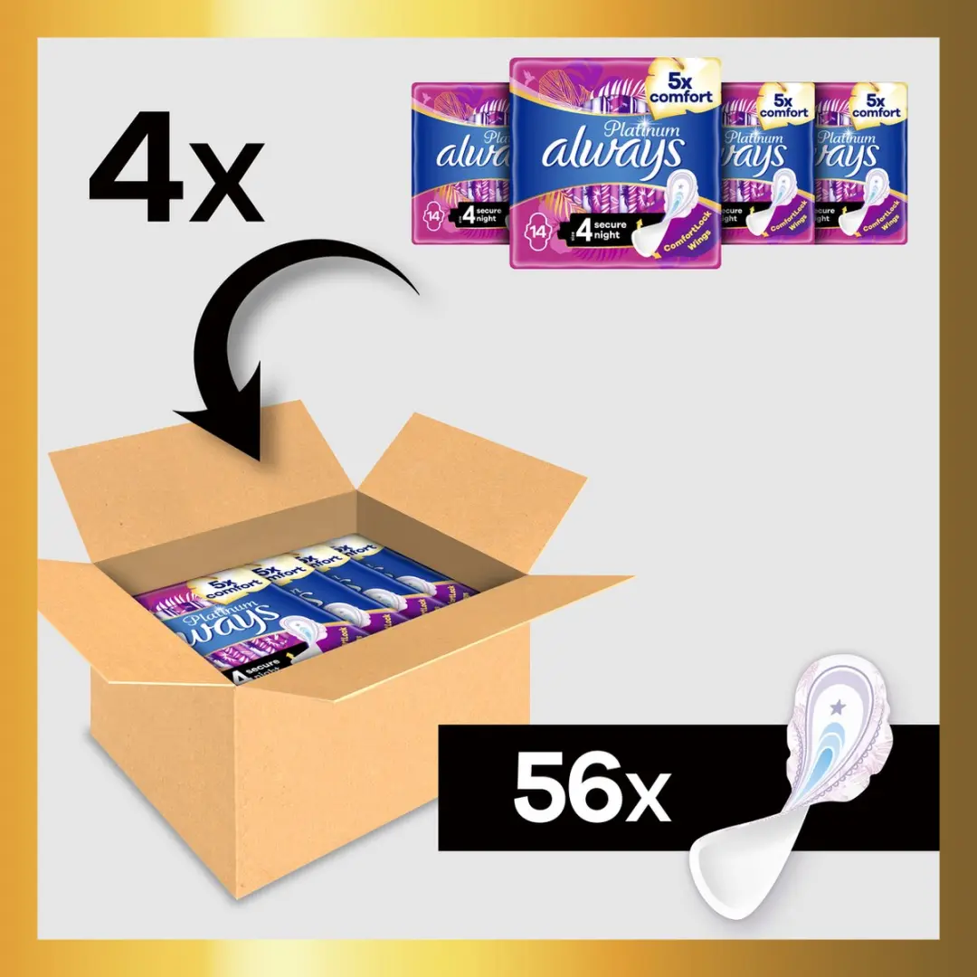 Always Platinum Secure Night Maandverband - 56 Stuks - afbeelding 6 van 6