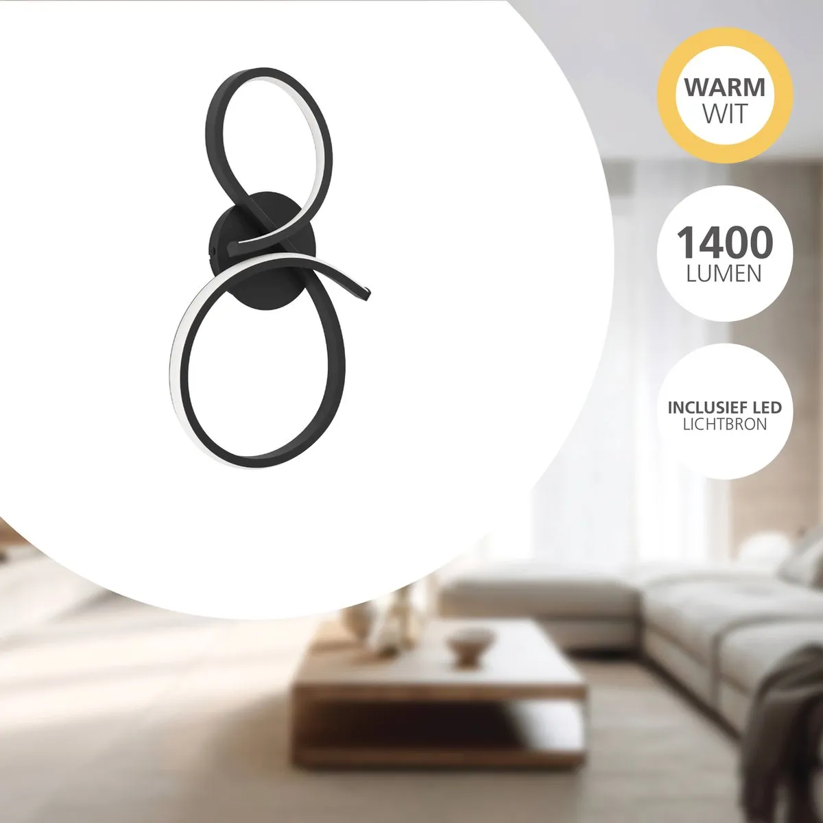 Eglo Serpins Wandlamp LED 40cm - Zwart/Wit