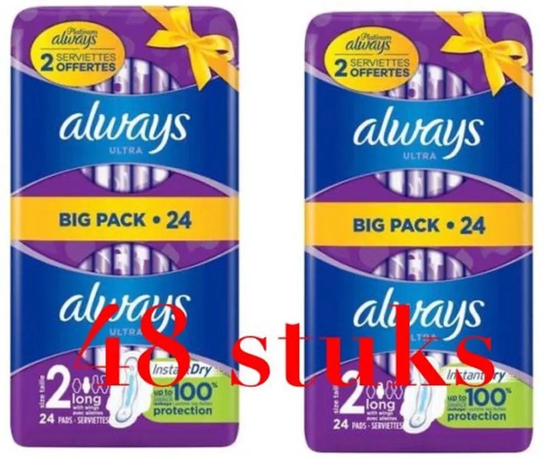 Always Ultra Maandverband 48st - 2 Long With Wings - Nacht