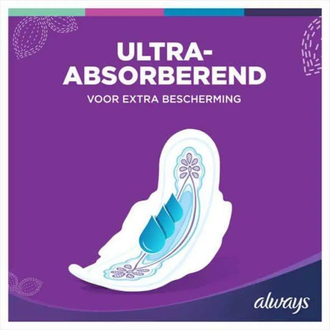 Always Ultra Maandverband 48st - 2 Long With Wings - Nacht - afbeelding 6 van 6