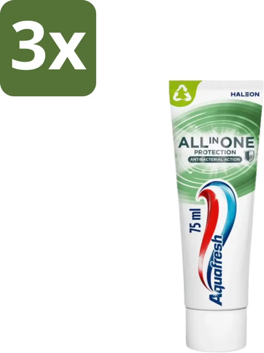 Aquafresh All In One Protection Antibacterieel Tandpasta 75ml - 3 Stuks