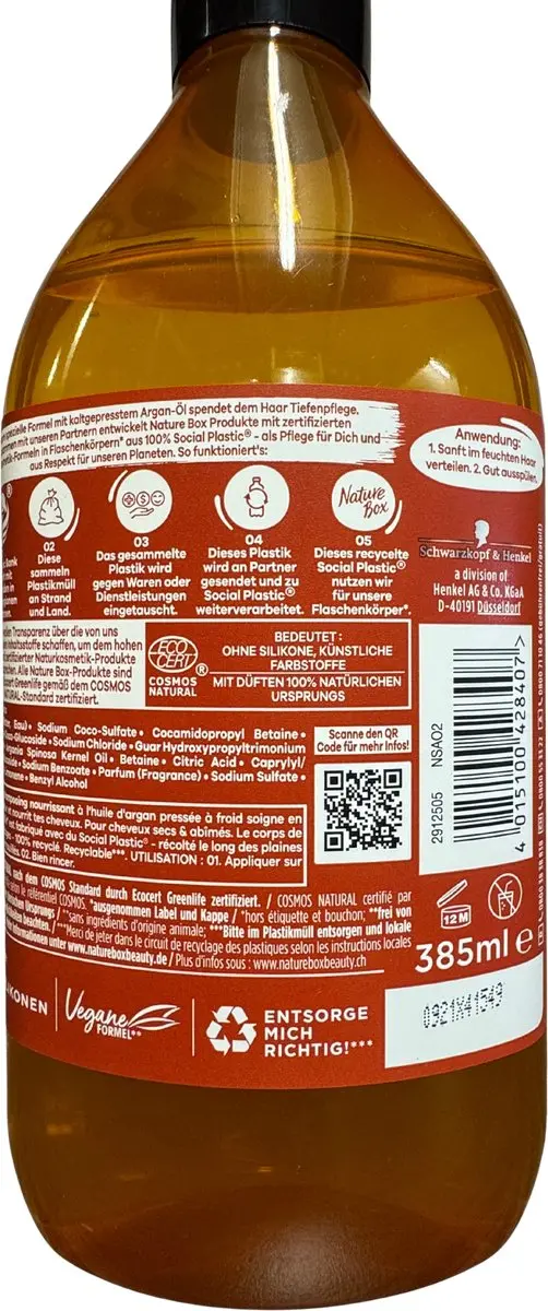 Nature Box Argan Shampoo - 6x385ml