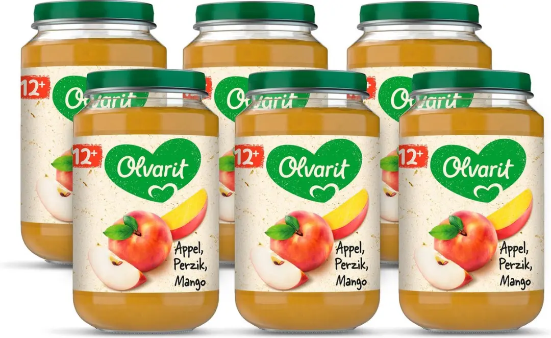 Olvarit Fruithapje 12+ Maanden Appel Perzik Mango