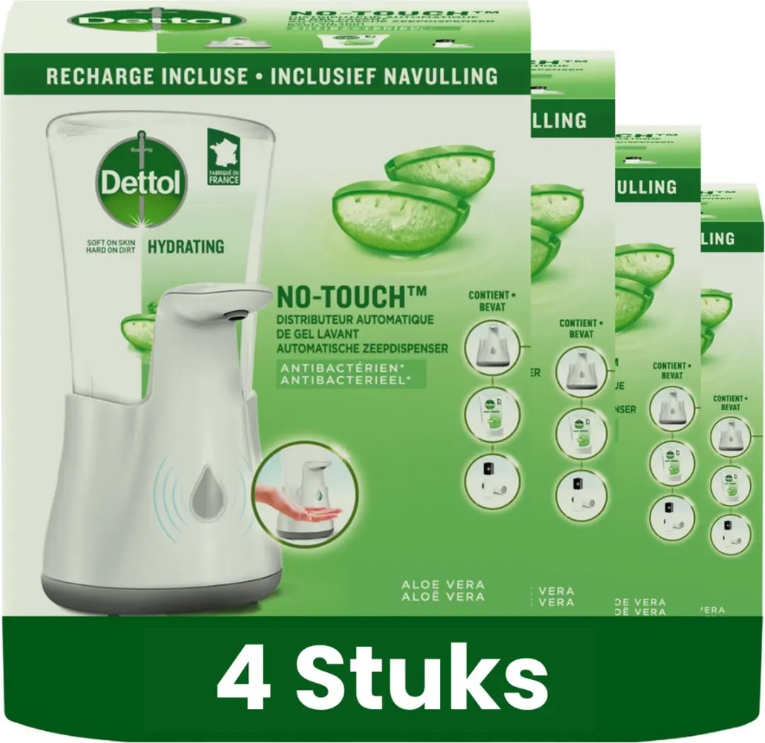 Dettol No-Touch Automatische Zeepdispenser - 4x250ml - Zilver