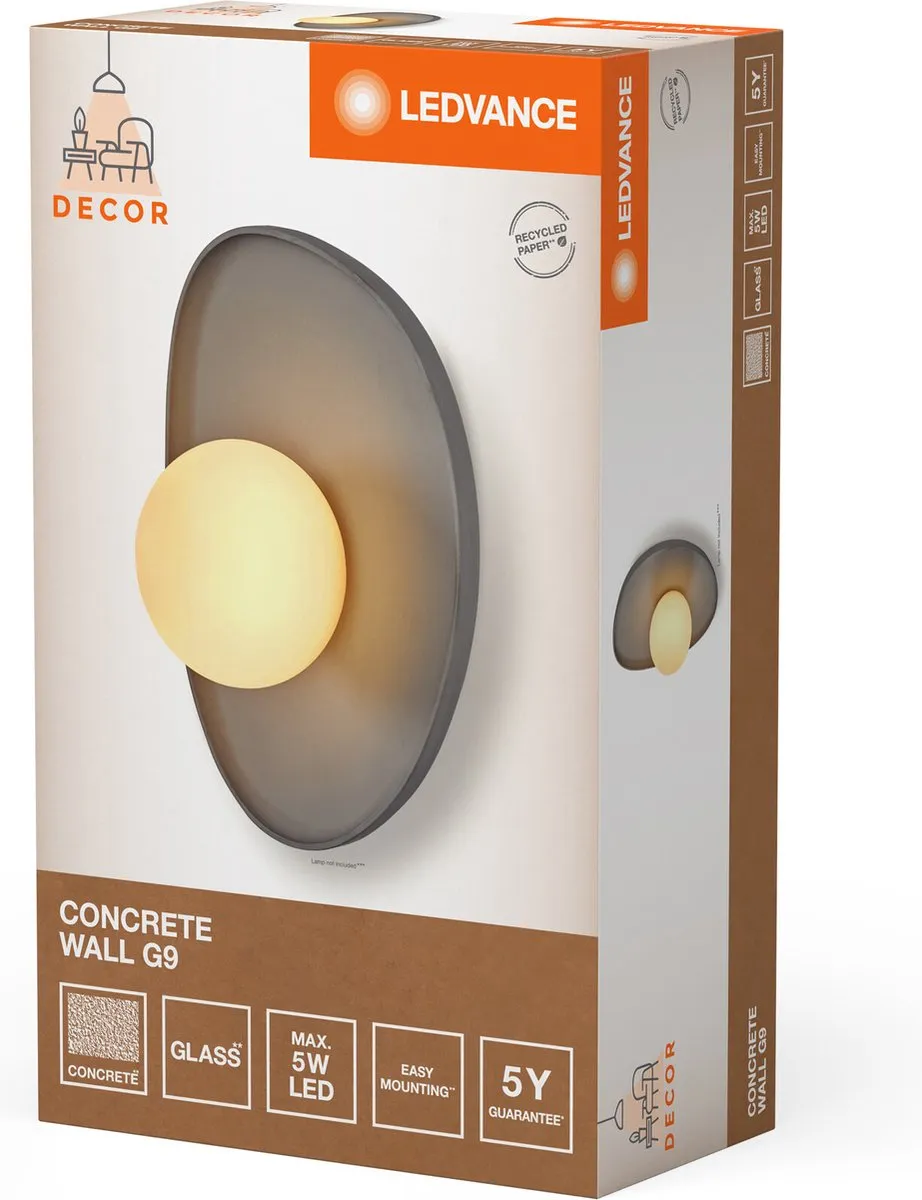 LEDVANCE Decor Concrete Nest Wandlamp 1XG9 - Grijs - afbeelding 6 van 6