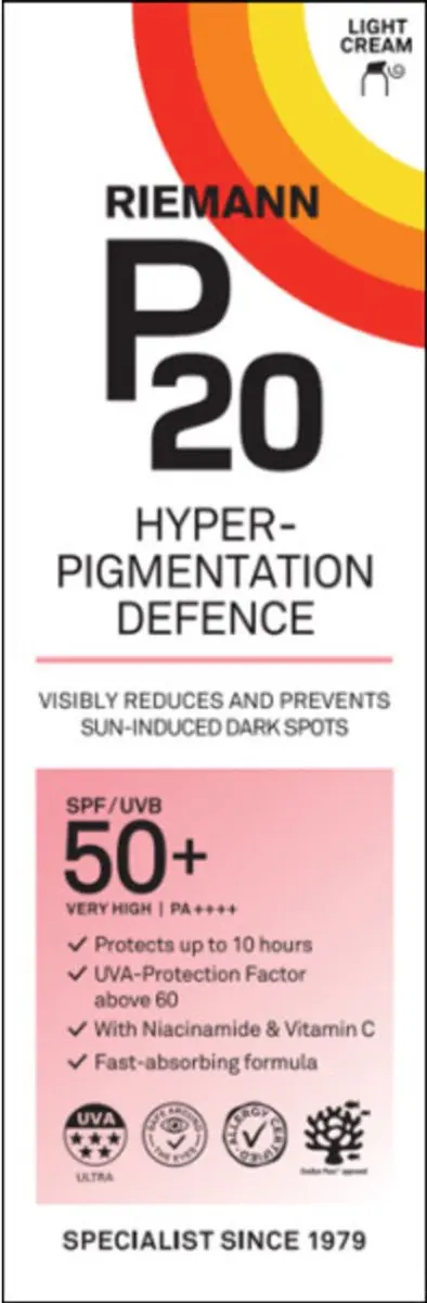 P20 Zonnebrand Gezicht Hyperpigmentation Defence SPF 50+ - 2x50ml