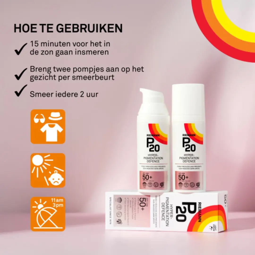 P20 Zonnebrand Gezicht Hyperpigmentation Defence SPF 50+ - 2x50ml