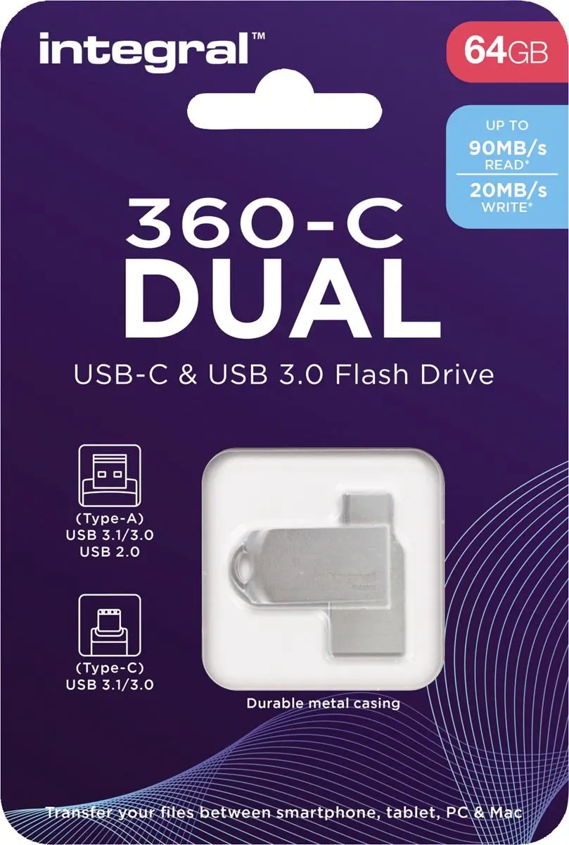 Integral USB-360-C 64GB USB 3.0 Stick - Wit