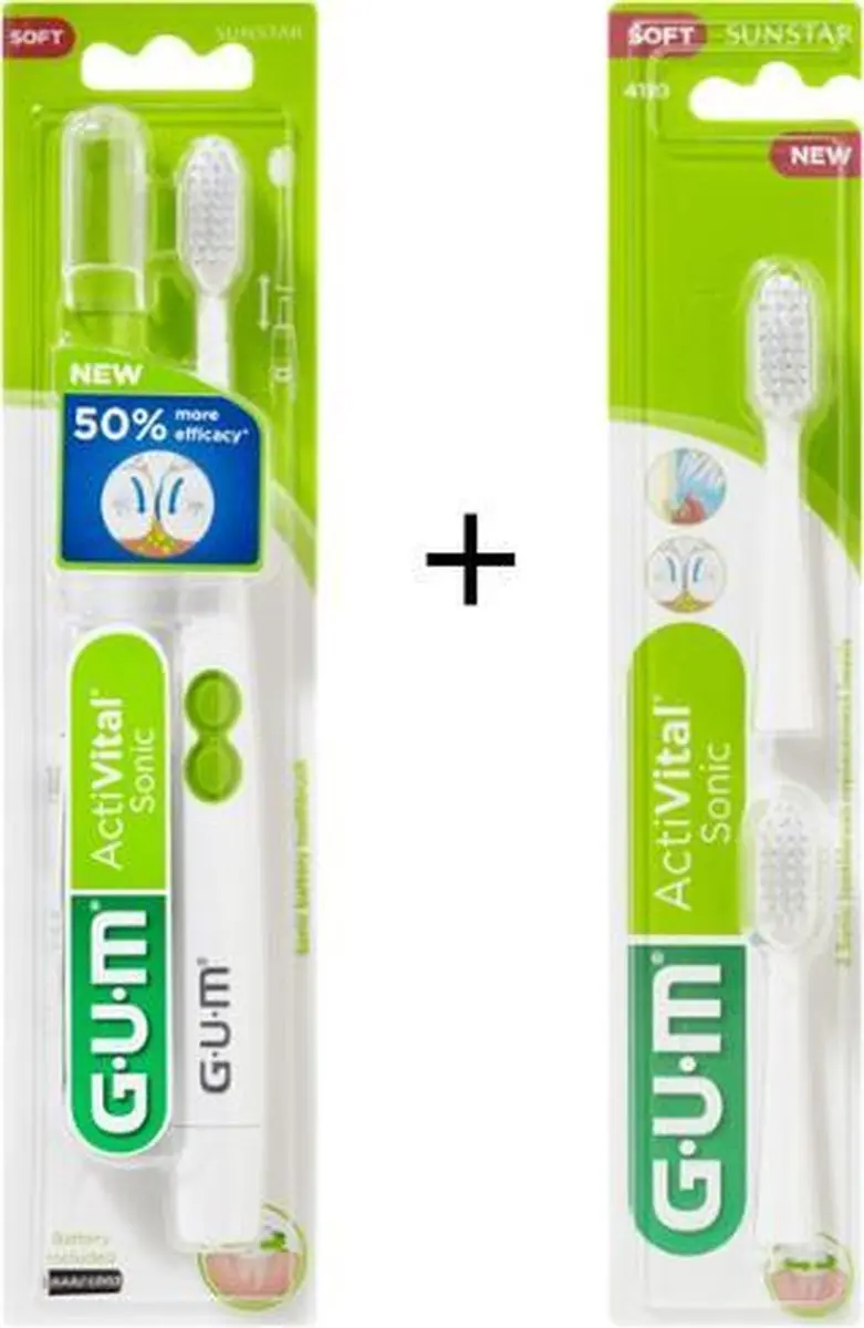 GUM Sonic Elektrische Tandenborstel Wit - 3 Stuks