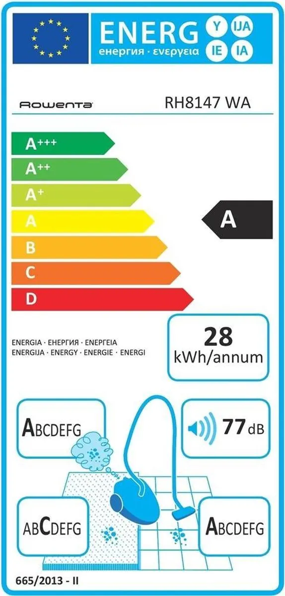 Rowenta Powerline Extreme RH8147 Steelstofzuiger - 750W - 0,9L - Wit/Geel