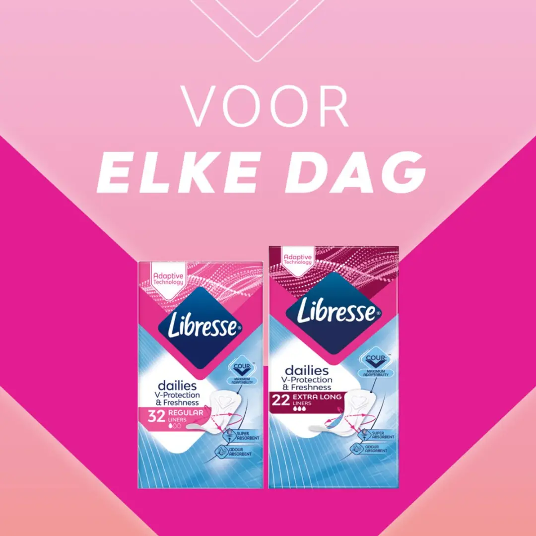 Libresse Extra Long Inlegkruisjes - 22 Stuks - Roze/Wit/Blauw