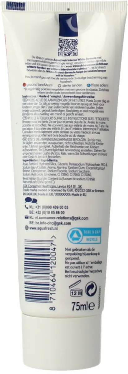 Aquafresh Intense White Tandpasta 75ml