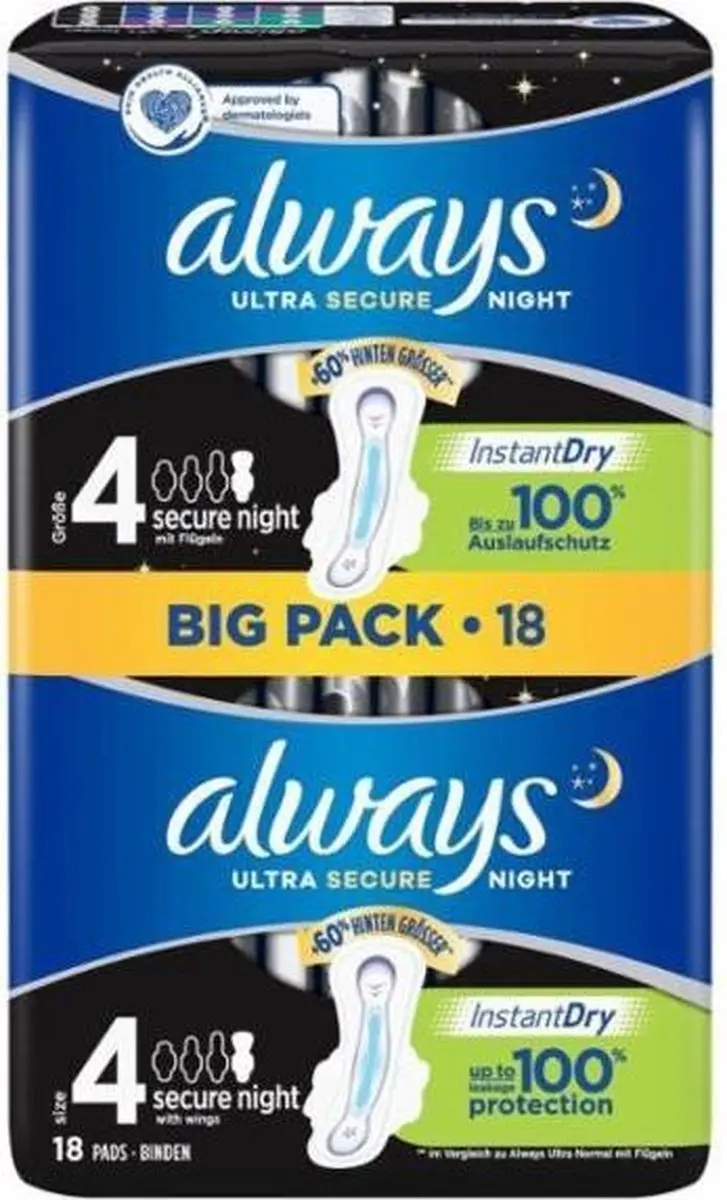 Always Ultra Secure Night Maandverband - 216 Stuks