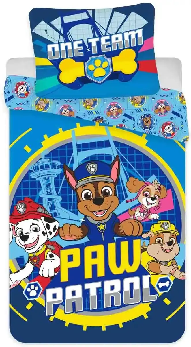 PAW Patrol Dreumesdekbedovertrek 100x135cm - Blauw - afbeelding 2 van 2