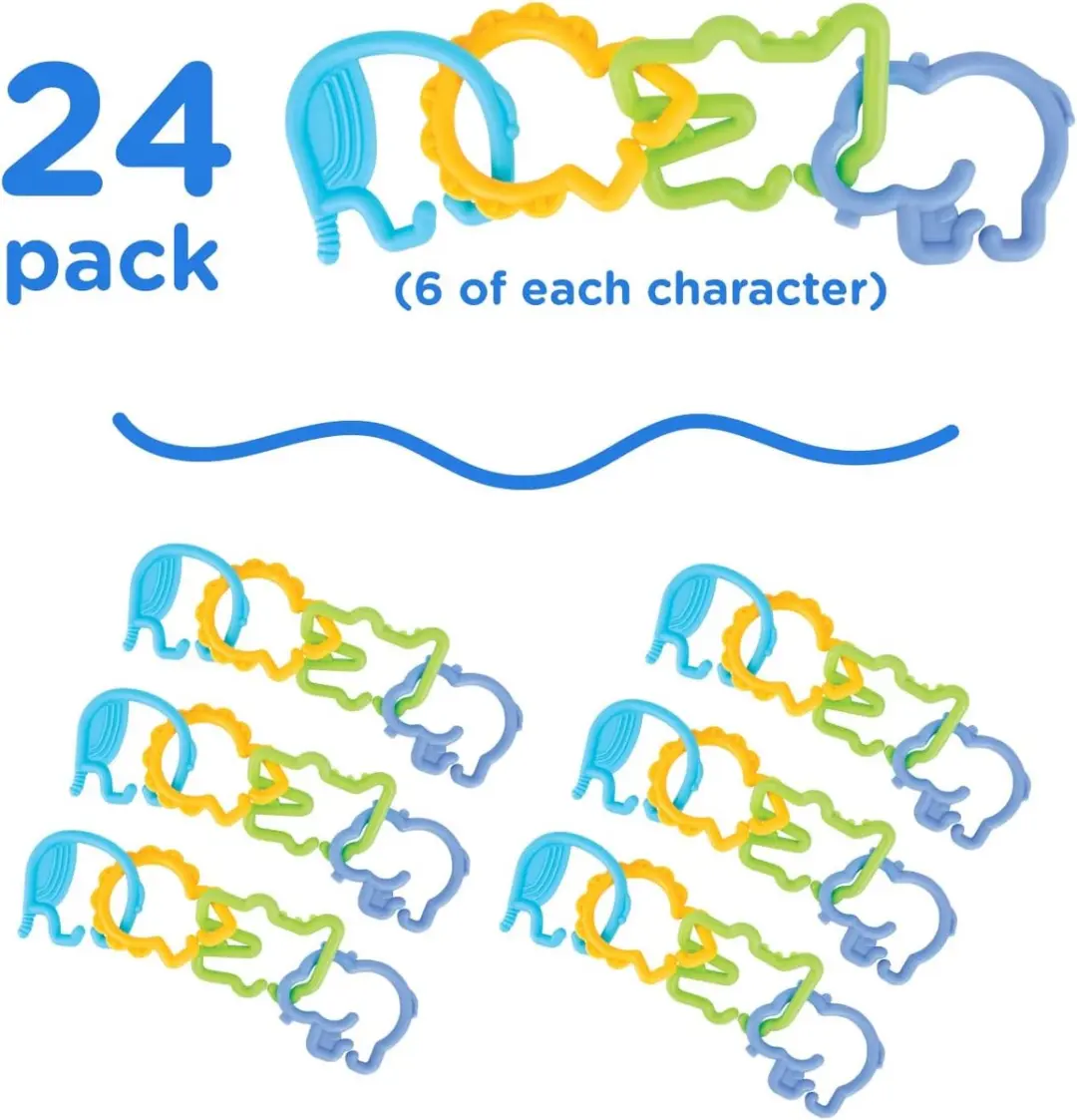 Nûby Linkables Dieren Bijtring Set 24 Stuks - Meerkleurig - afbeelding 6 van 6