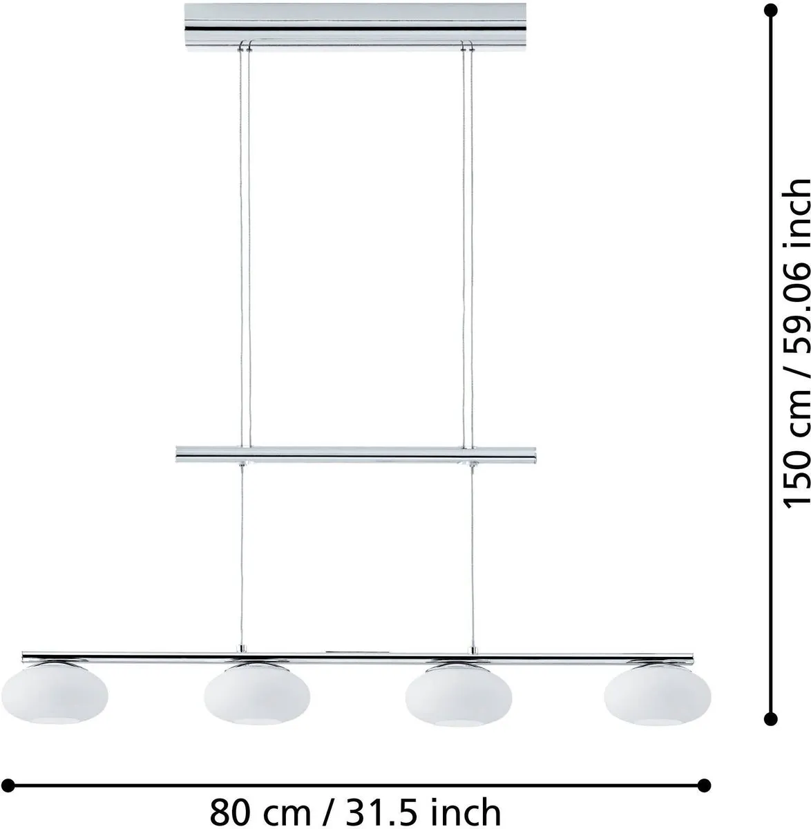 Eglo Aleandro 1 Hanglamp LED 80cm - Chroom - afbeelding 6 van 6