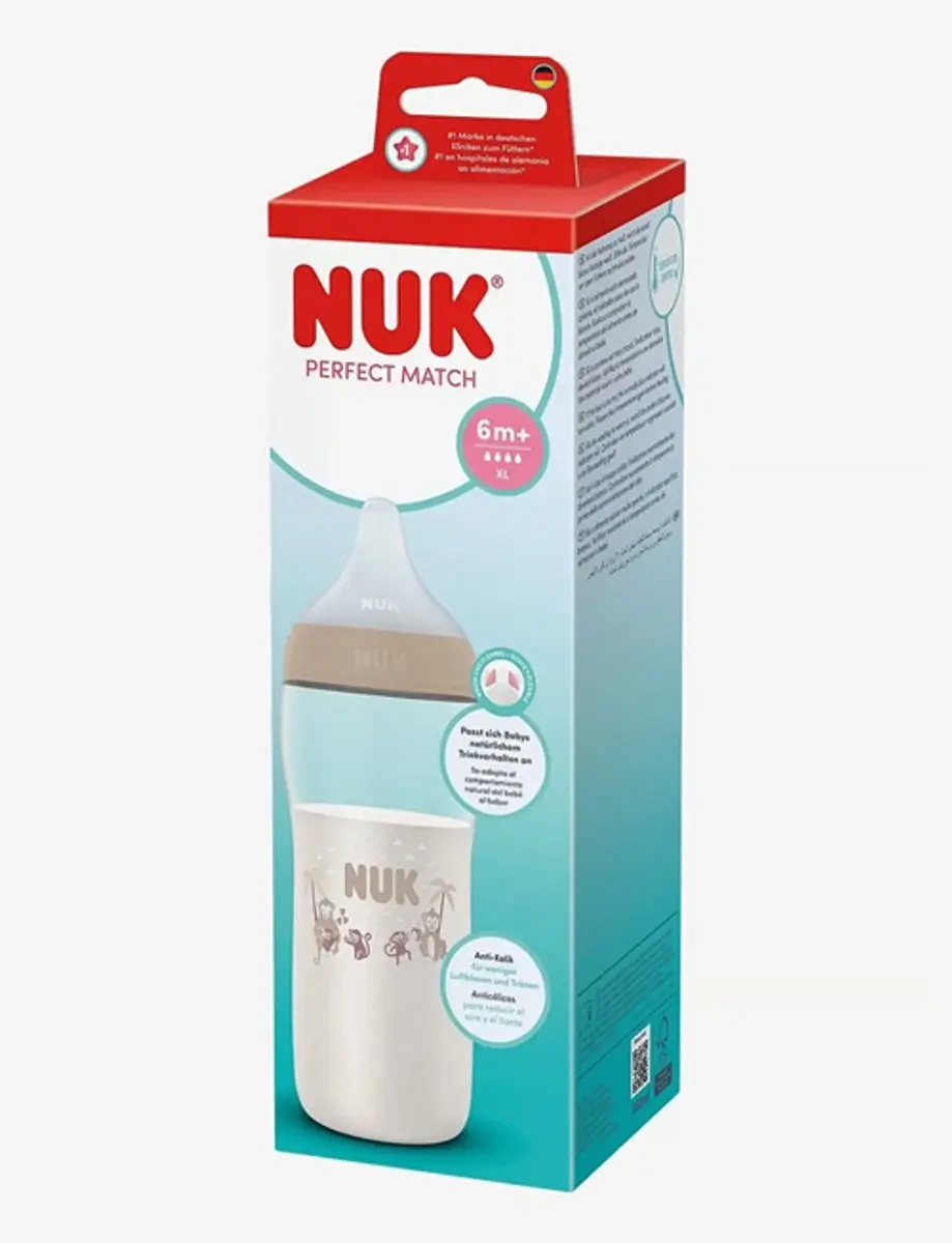 NUK Perfect Match PP Babyfles 360ml - Speen XL - 6+ Maanden - Beige