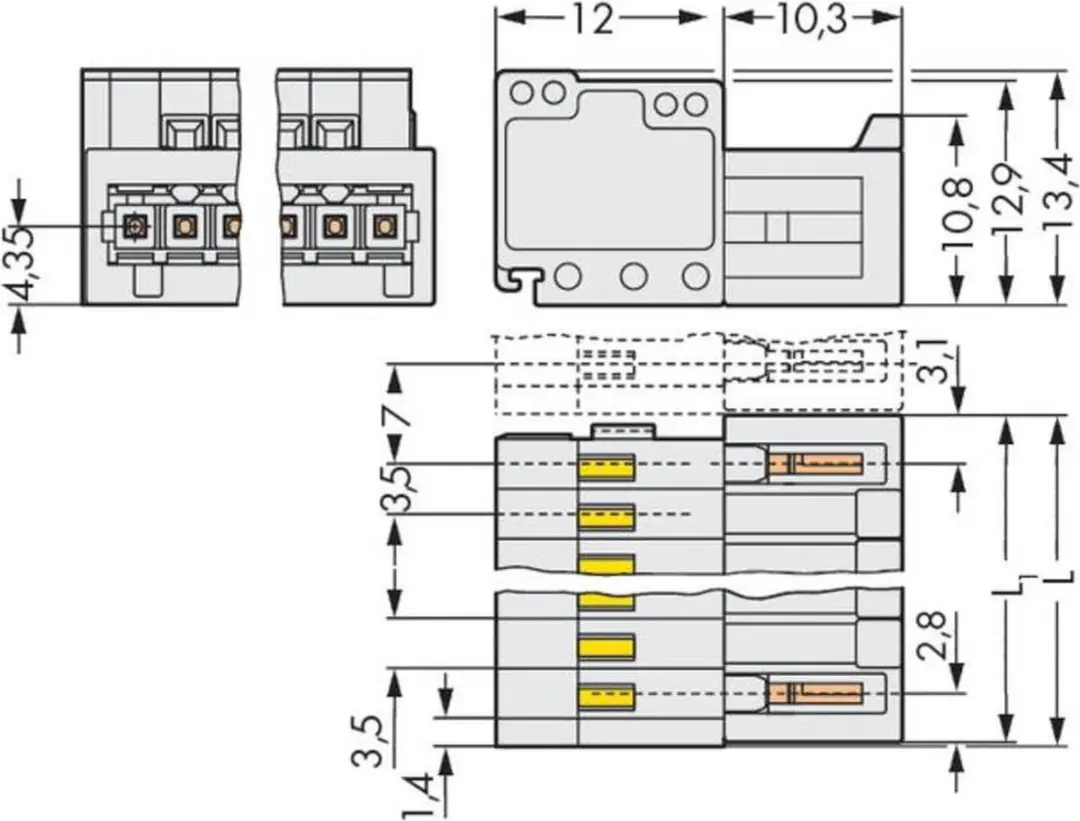 WAGO 734-304 Male Header - 4 Polig - 3.50mm - 100 Stuks