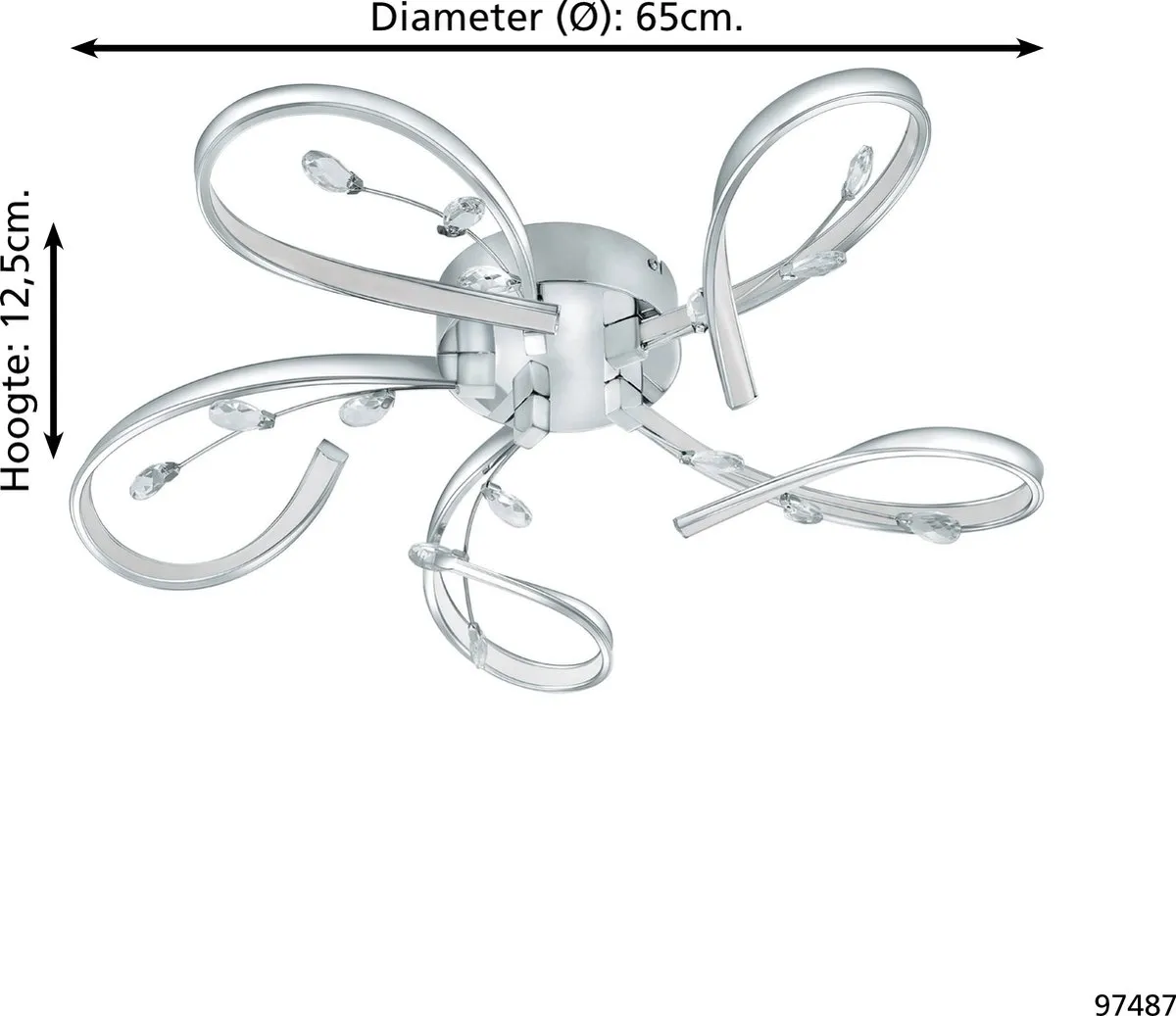 Eglo Vallemare Plafondlamp LED Ø65cm - Chroom/Wit - afbeelding 6 van 6