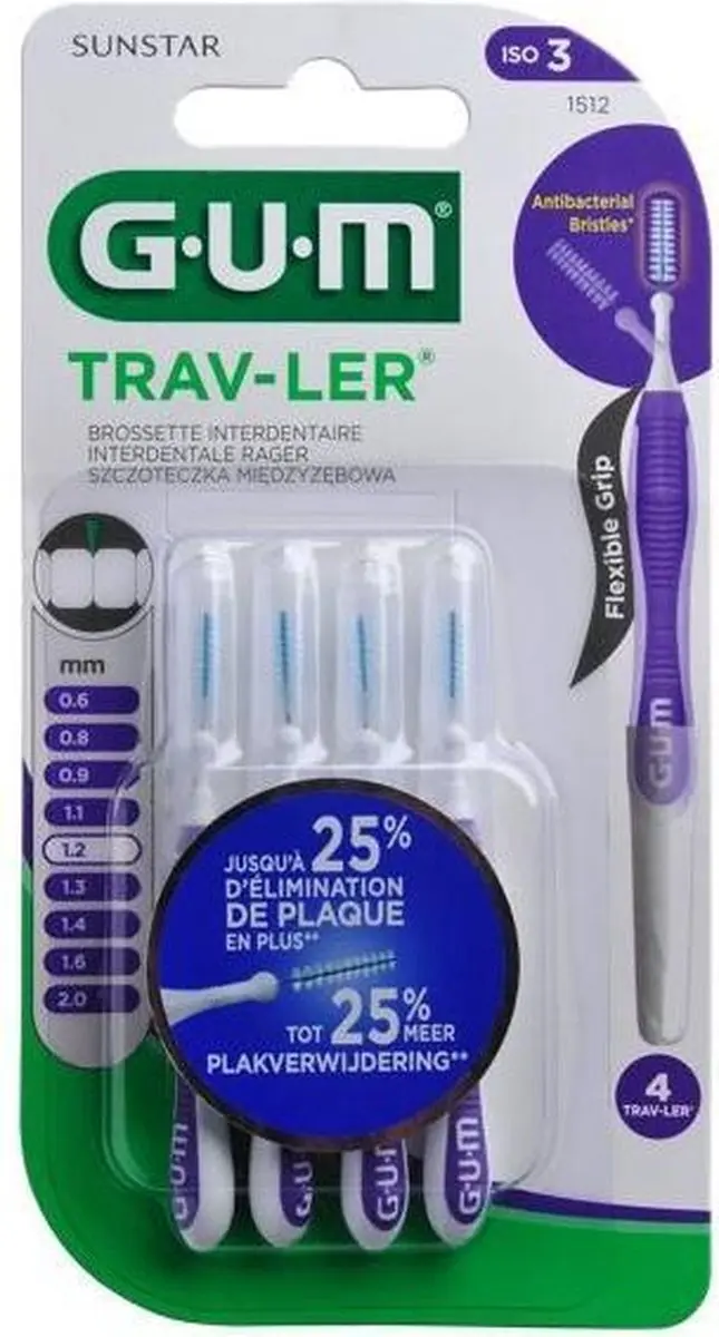 Gum Trav-ler Extra Fine 1.2mm Rager - 4 Stuks - Paars