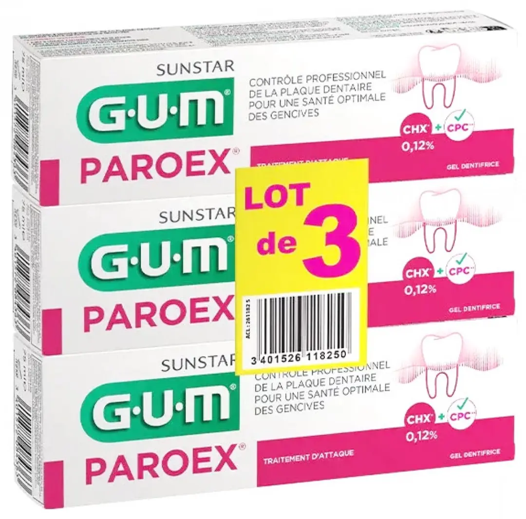 Gum Paroex Tandpasta Gel 225ml - 3x75ml