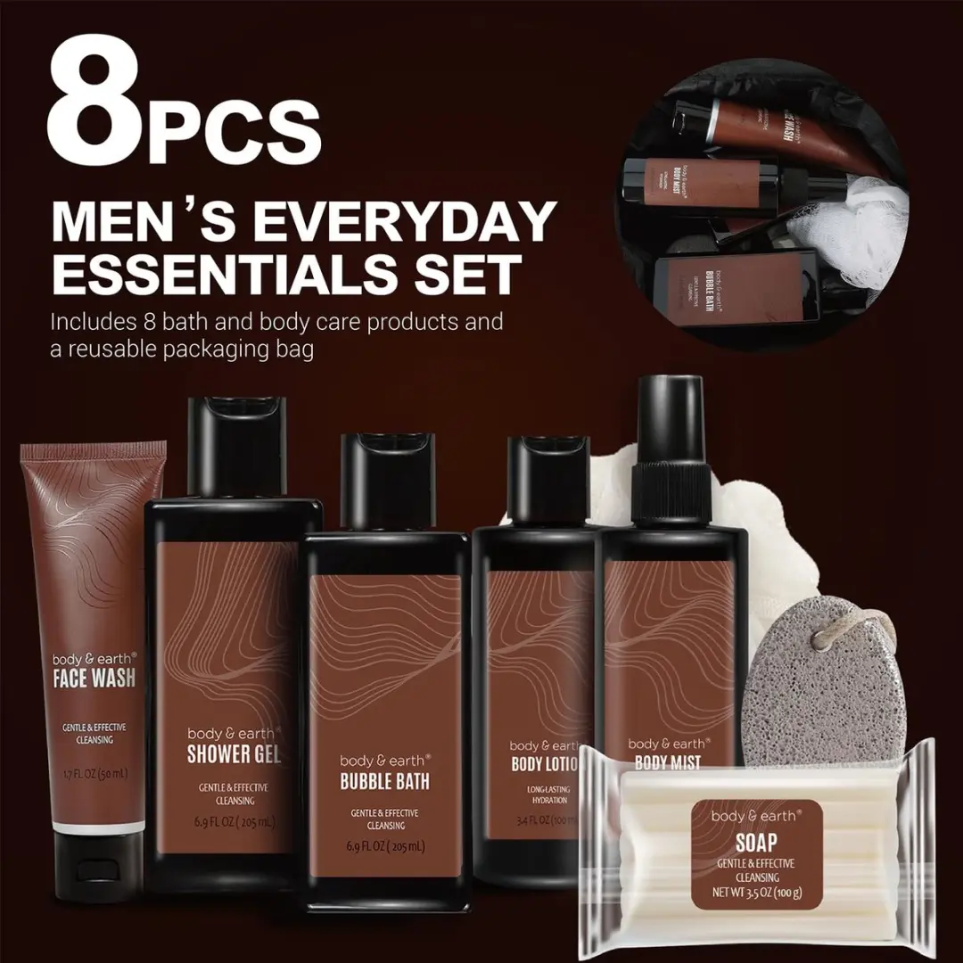 Body & Earth Geschenkset Mannen Sandalwood - 9 Stuks