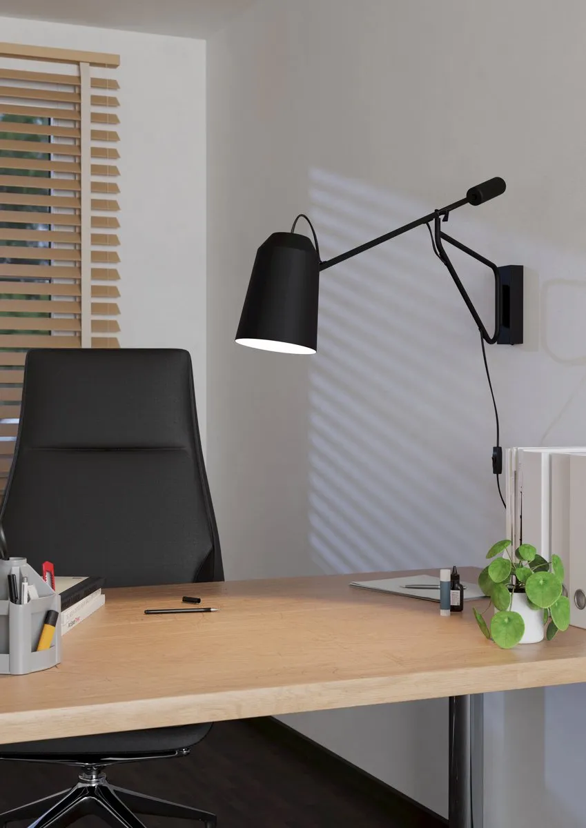 Eglo Loreto 1 Wandlamp E27 - 35cm - Zwart/Wit