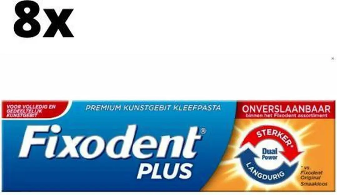 Fixodent Plus Dual Power Premium Kleefpasta - 20 Stuks (8x40g)