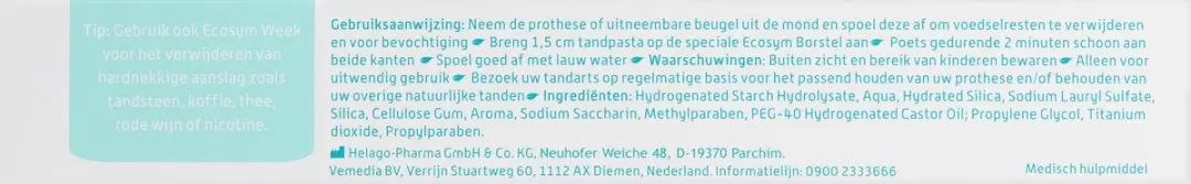 Ecosym Tandpasta voor Gebitsprothese 75ml