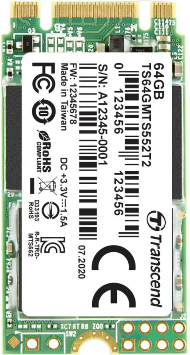 Transcend MTS552T2 M.2 SSD 2242 64GB - Industriële