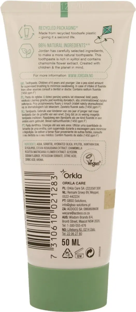 Jordan Junior Green Clean Biologische Tandpasta 50ml