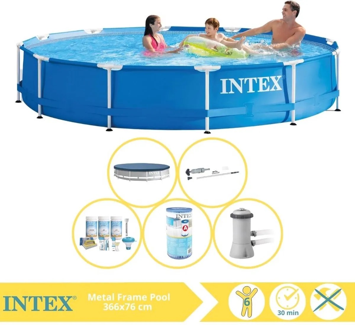 Intex Metal Frame Zwembad 366x76cm - 6503L - Blauw - MPN 28210NP