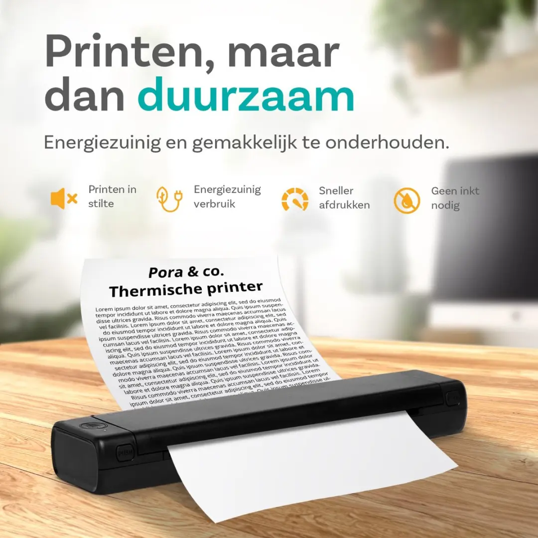 Pora&Co M08F Thermische Printer - Zwart - afbeelding 6 van 6