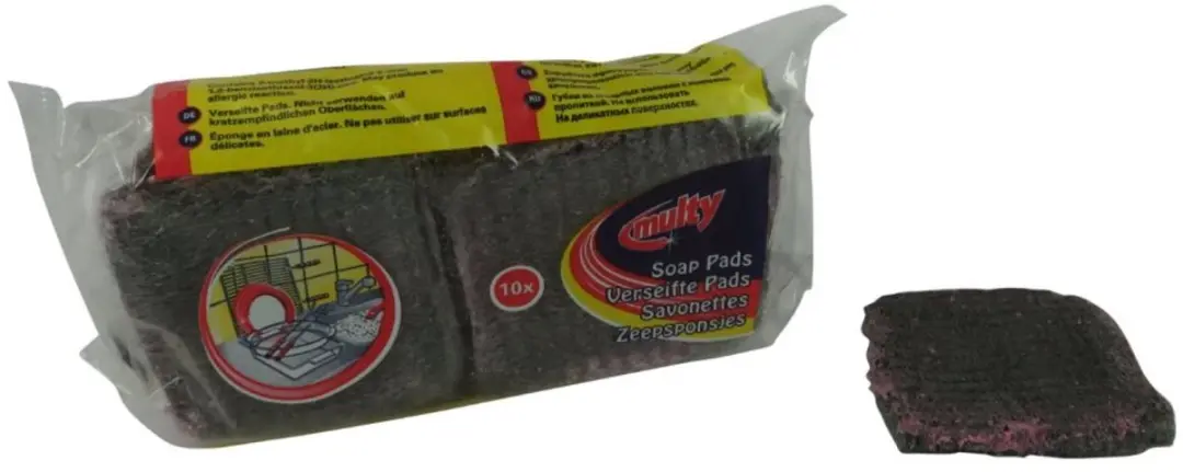Multy Staalwolspons met Zeep - 10 Stuks