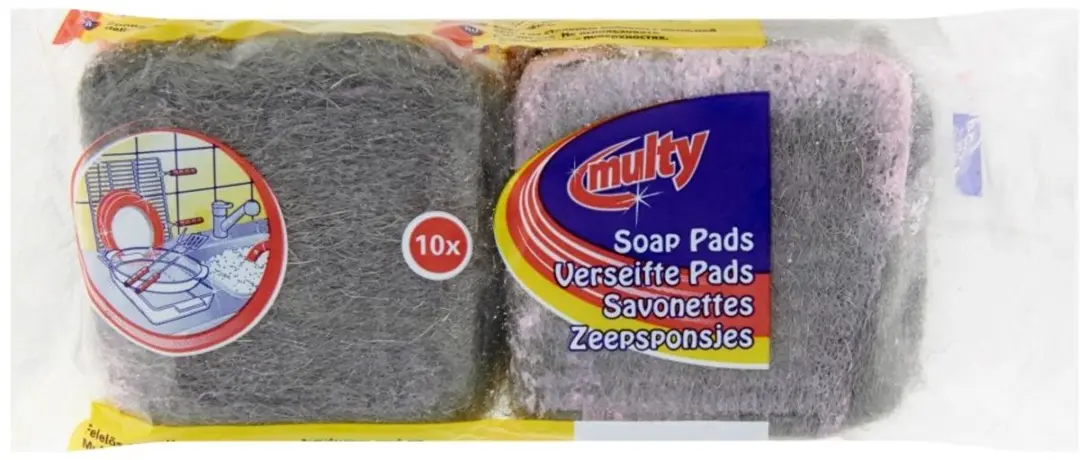 Multy Staalwolspons met Zeep - 10 Stuks