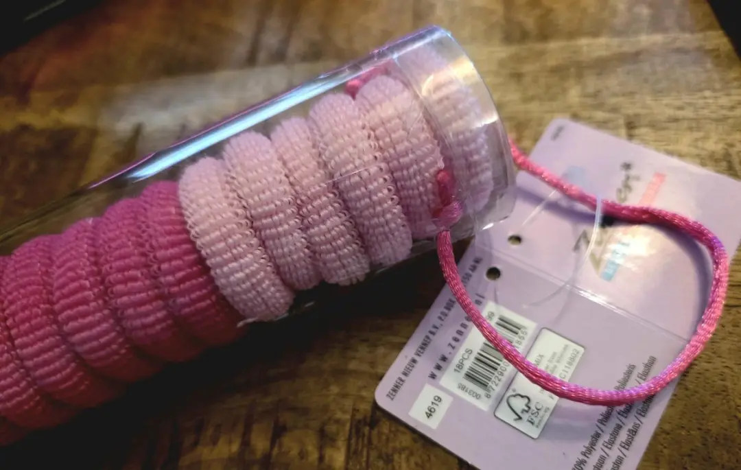 Zenner Transparante Koker 18 Badstof Haarelastiekjes - Roze Mix