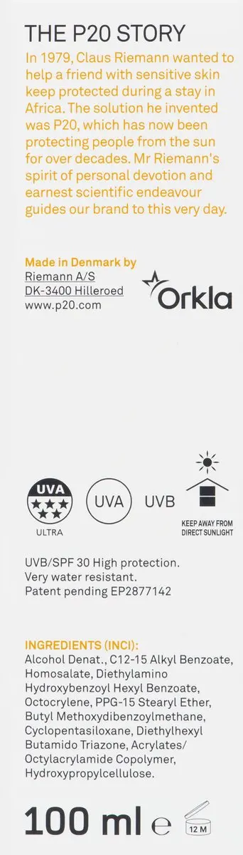 P20 SPF 30 Zonnebrandspray 100ml