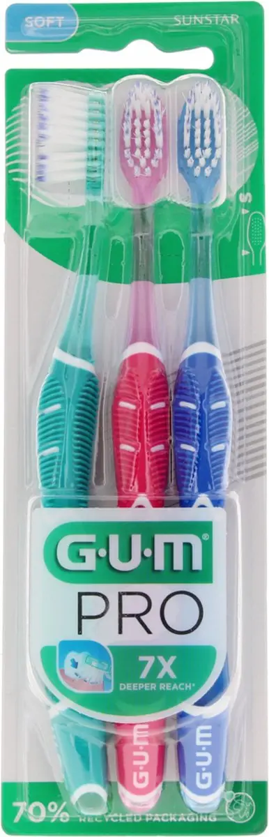 GUM PRO Drievoudige Tandenborstel Trio