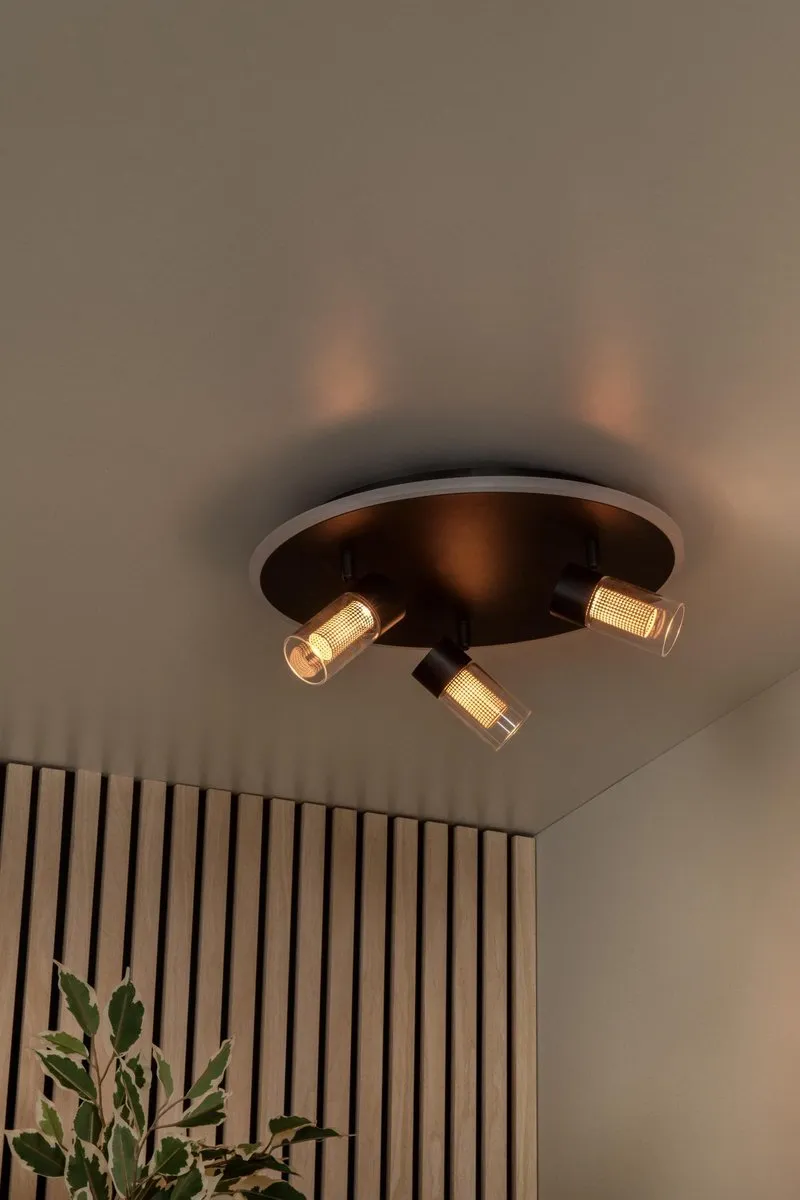 Lucide Everina Plafondlamp Ø40cm - 3xLED - 2200K/6500K Zwart - afbeelding 6 van 6