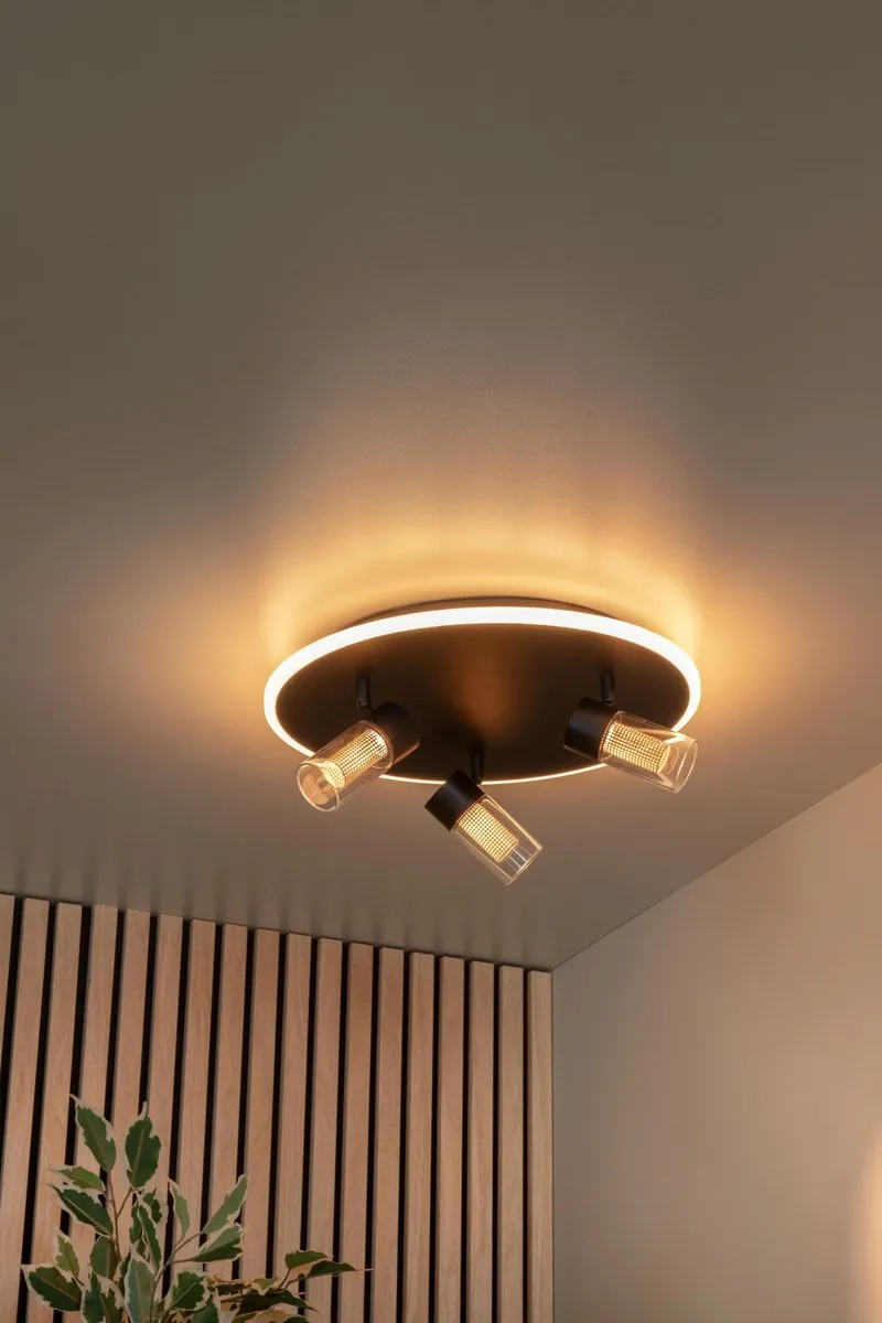 Lucide Everina Plafondlamp Ø40cm - 3xLED - 2200K/6500K Zwart