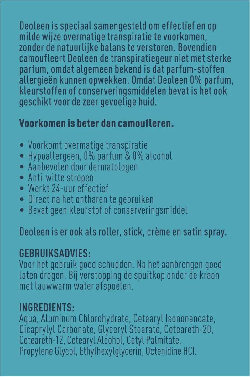 Deoleen Anti-transpirant Sensitive Pompspray 450ml - 6 Stuks